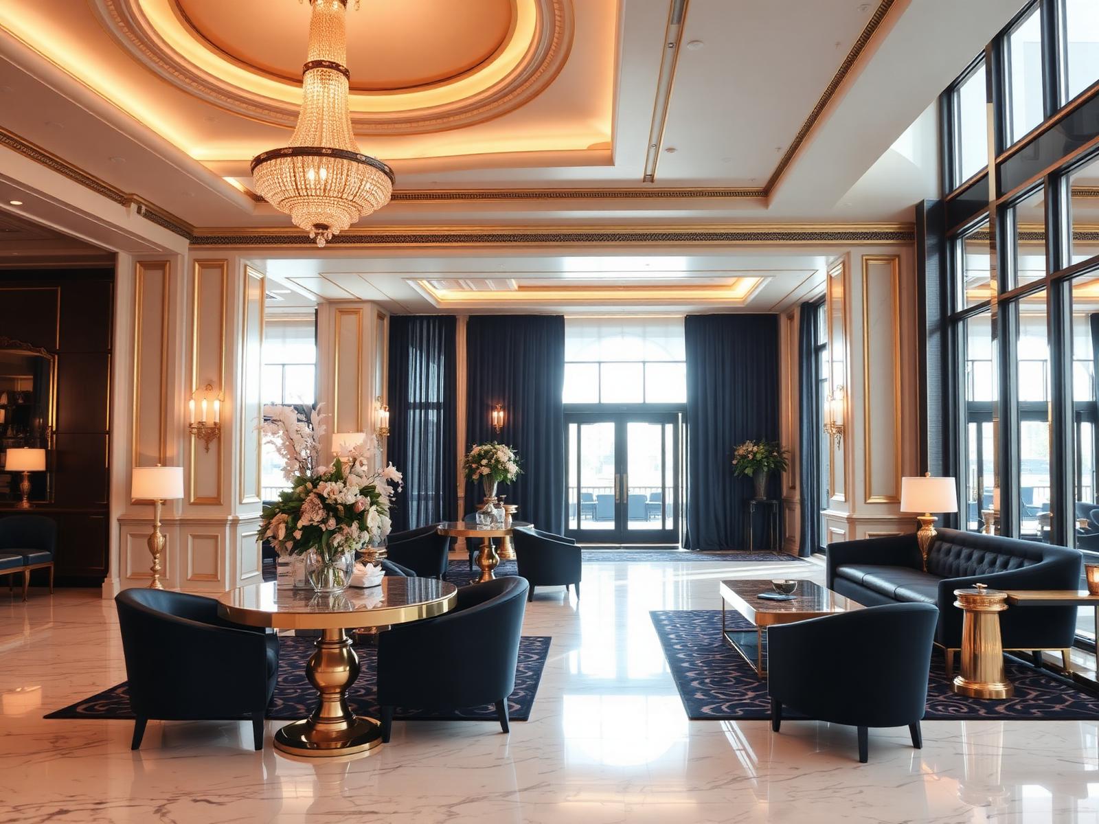 Interior of a luxury hotel lobby